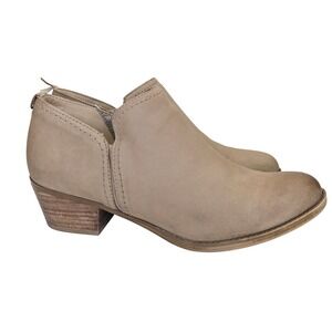 Naturalizer Booties Womens 9M Taupe Suede Leather Block Heel Comfort Ankle Boots